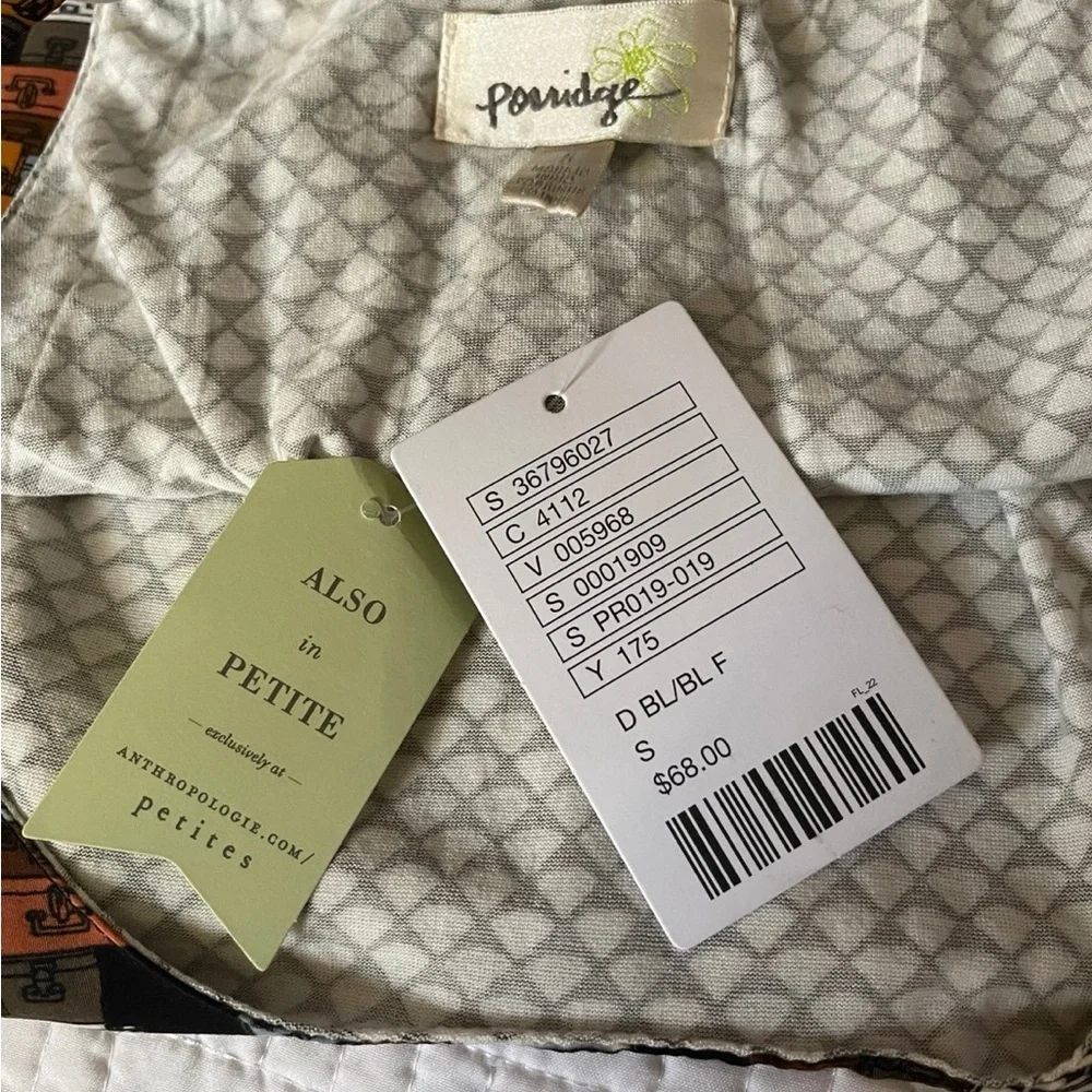 NWOT Anthropologie Porridge Sleeveless Layered Luggage Print Tank Top Size S